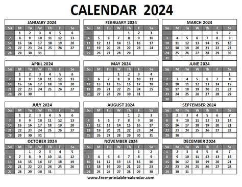 Printable 2024 Calendars .